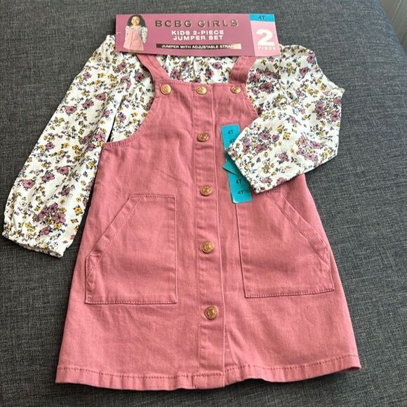 BCBG Jumper Set Girls Kids 4T 2 Piece Dusty Rose New - Picture 1 of 7